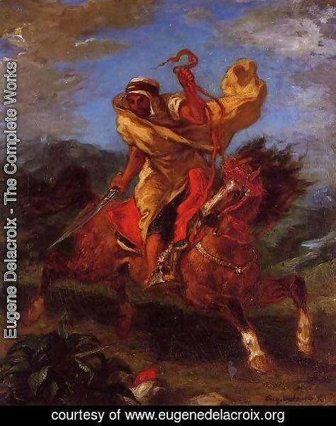 Eugene Delacroix - An Arab Horseman at the Gallop