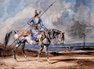 Eugene Delacroix - A Turkish Man on a Grey Horse