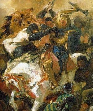 Eugene Delacroix - The Battle of Tailleburg (Detail of Louis IX on white horse)