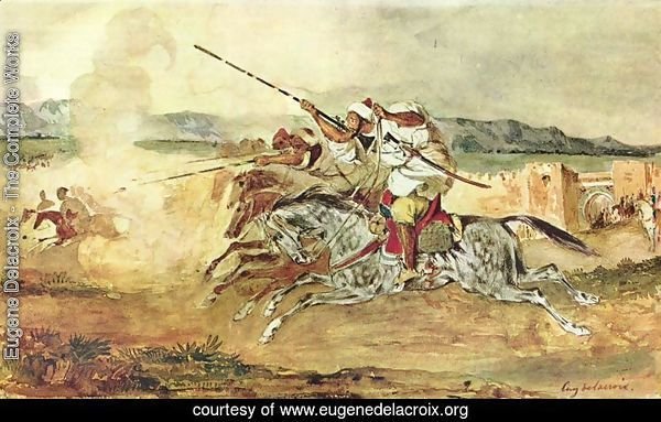 A Turkish Man on a Grey Horse attacking