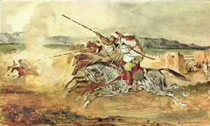 Eugene Delacroix - A Turkish Man on a Grey Horse attacking
