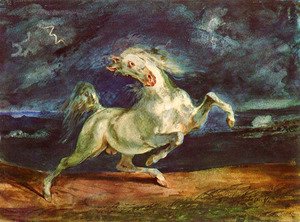 Eugene Delacroix - Before lightning shrinking of horse