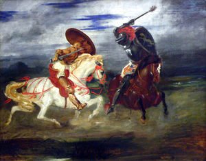 Eugene Delacroix - Confrontation of knights in the countryside