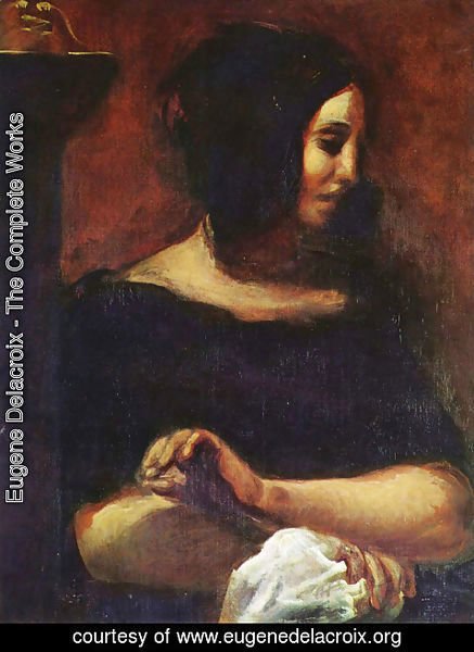 Eugene Delacroix - Portrait of George Sand