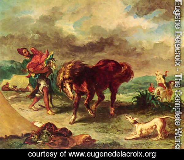 Eugene Delacroix - The Maroccan and its horse