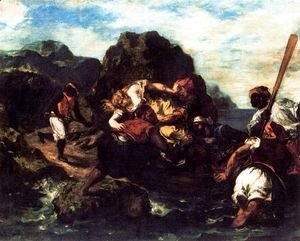 Eugene Delacroix - African Pirates Abducting a Young Woman