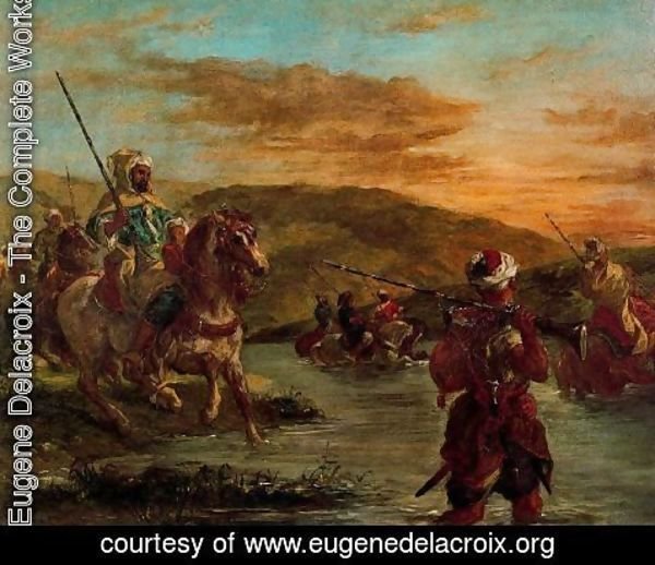 Eugene Delacroix - Crossing a stream in Morocco