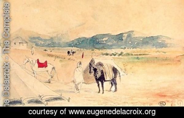 Eugene Delacroix - Encampment in Morocco, between Tangiers and Meknes