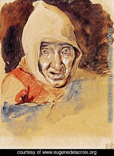 Eugene Delacroix - Head of an elderly woman