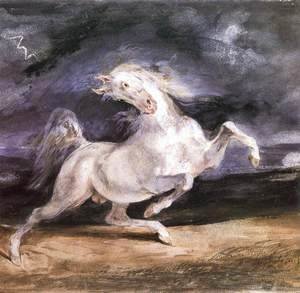 Eugene Delacroix - Horse Frightened by a Storm