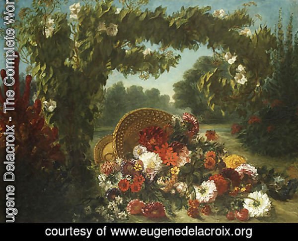Eugene Delacroix - Basket of Flowers 1848
