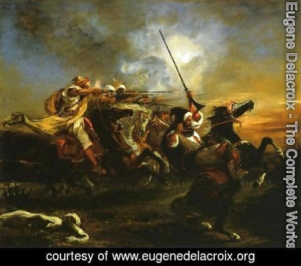 Eugene Delacroix - Moroccan horsemen in military action 1832
