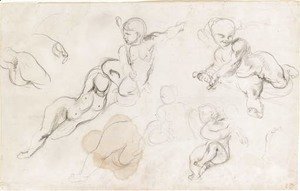 Studies of putti and a female nude