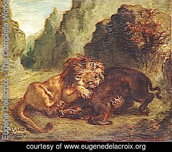 Eugene Delacroix - Lion and boar