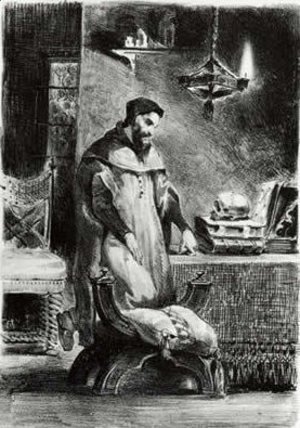 Eugene Delacroix - Faust in his Study