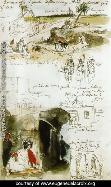 Eugene Delacroix - Page from the Moroccan Notebook