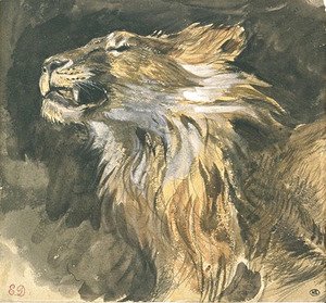 Eugene Delacroix - Roaring lion's head