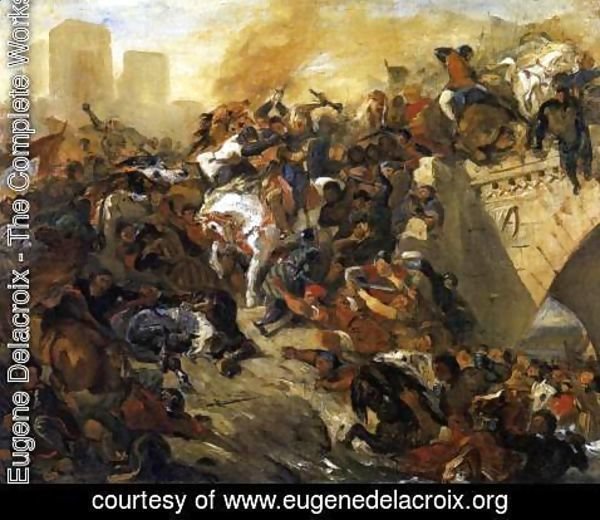 Eugene Delacroix - The Battle of Taillebourg (draft) 1834-35