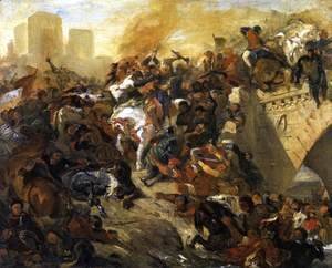 Eugene Delacroix - The Battle of Taillebourg (draft) 1834-35