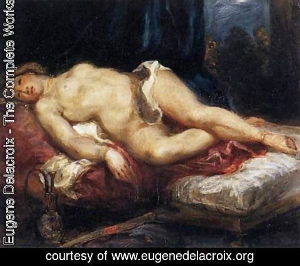 Eugene Delacroix - Odalisque Reclining on a Divan 1827-28