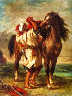 Arab Saddling his Horse 1855