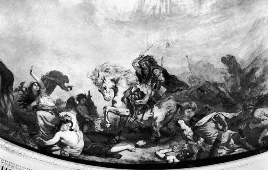 Attila the Hun (c.406-453) and his hordes overrunning Italy and the Arts by EUGÈNE DELACROIX