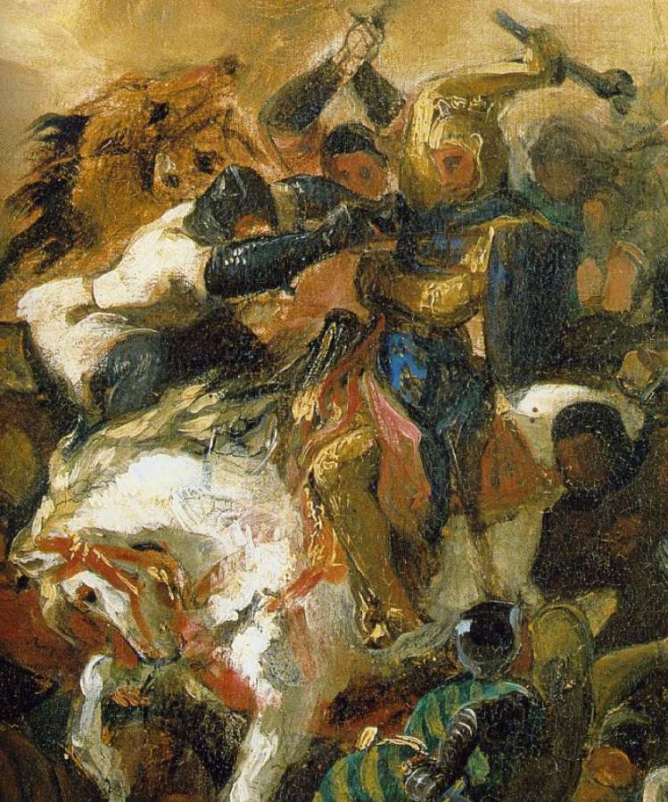 The Battle of Tailleburg (Detail of Louis IX on white horse) by EUGÈNE DELACROIX