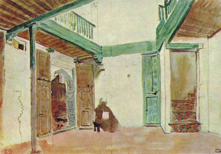 Moroccan inner court by EUGÈNE DELACROIX