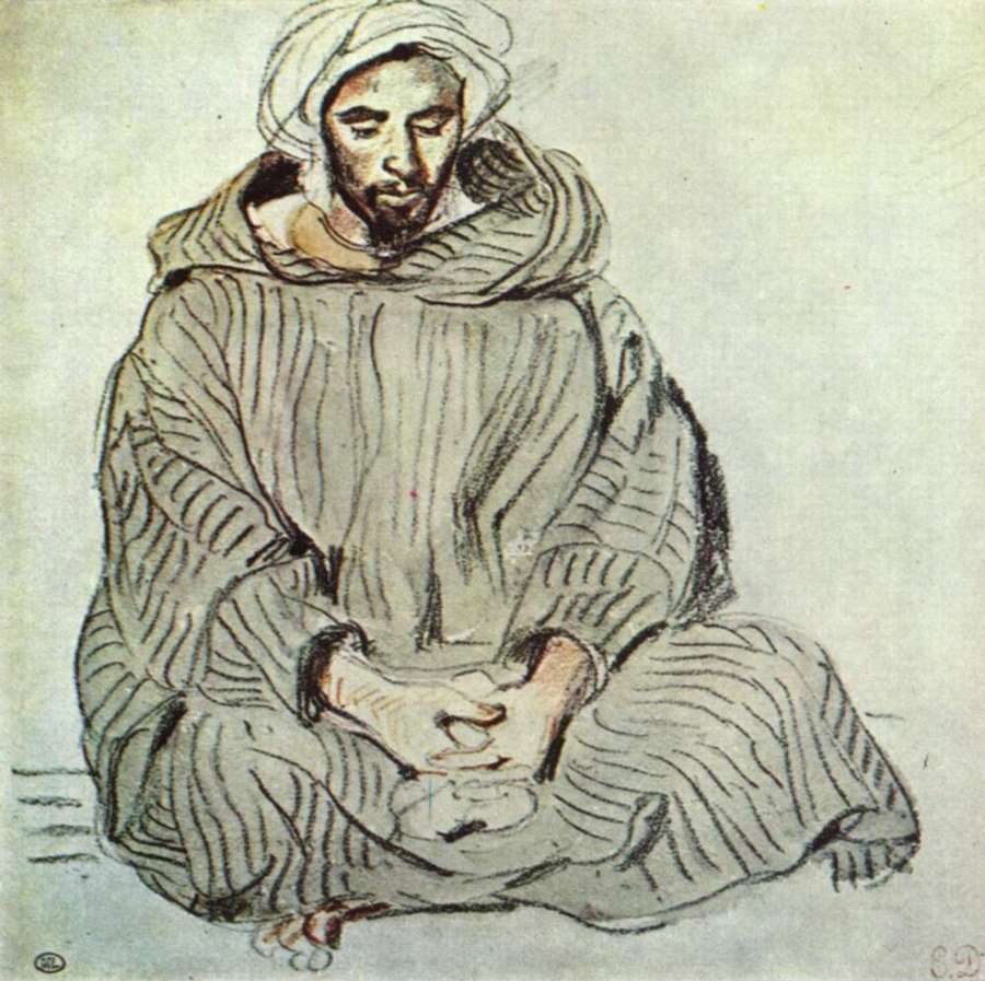 Sitting Arab in Tanger by EUGÈNE DELACROIX