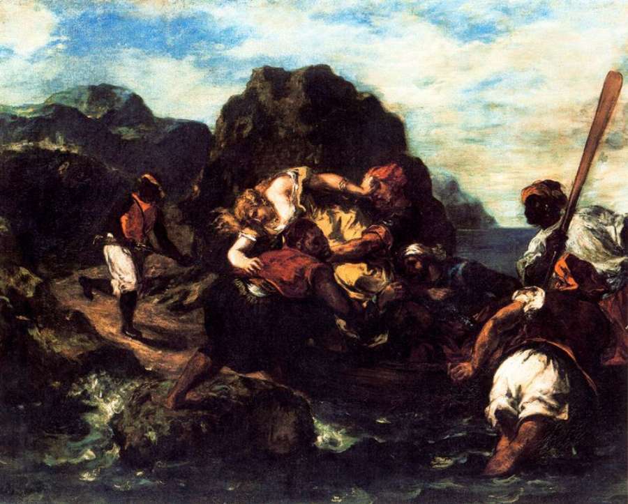 African Pirates Abducting a Young Woman by EUGÈNE DELACROIX