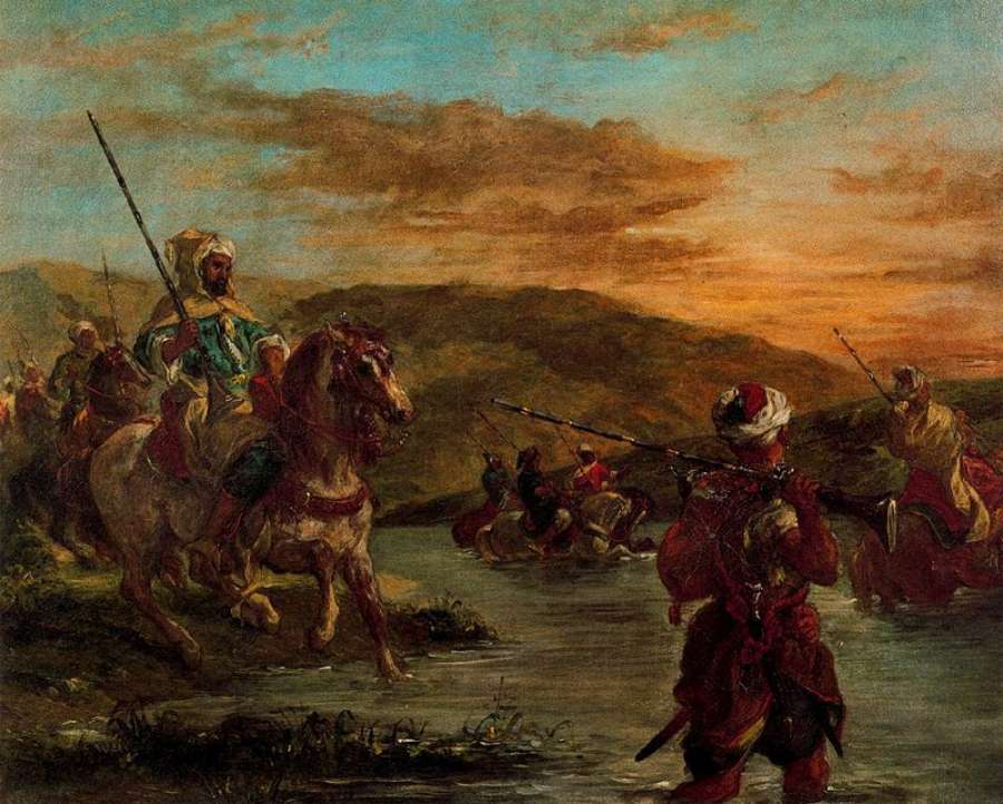 Crossing a stream in Morocco by EUGÈNE DELACROIX
