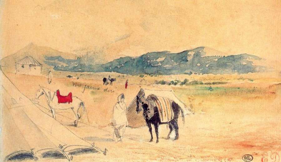 Encampment in Morocco, between Tangiers and Meknes by EUGÈNE DELACROIX