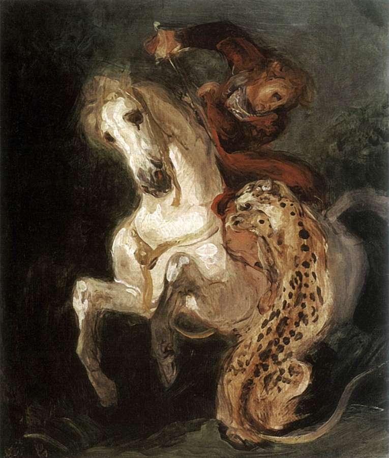 Jaguar Attacking a Horseman by EUGÈNE DELACROIX