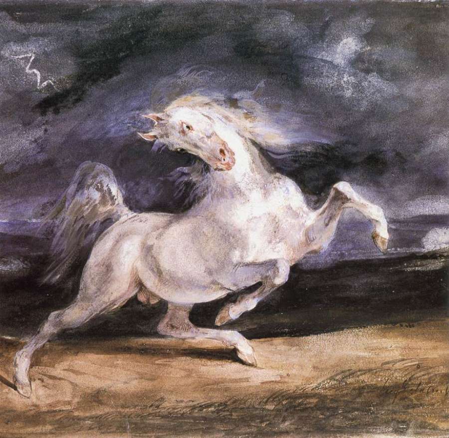 Horse Frightened by a Storm by EUGÈNE DELACROIX
