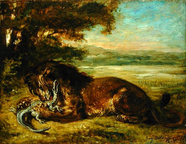 Lion and Alligator 1863 by EUGÈNE DELACROIX