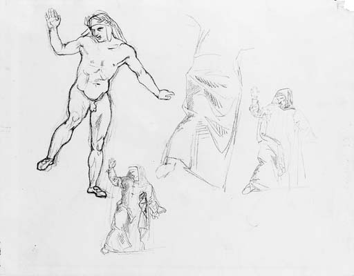 Studies for La barque de Dante by EUGÈNE DELACROIX
