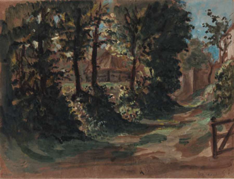 A view of a farmhouse near Dieppe by EUGÈNE DELACROIX