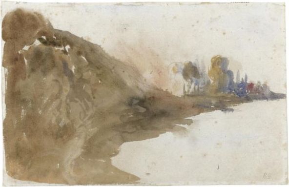 View Of A Riverbank by EUGÈNE DELACROIX