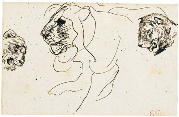 Pen And Brown Ink by EUGÈNE DELACROIX