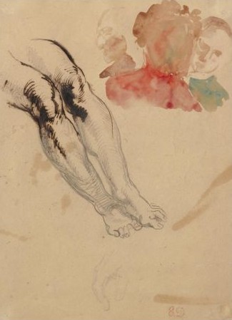 Study of legs and heads by EUGÈNE DELACROIX