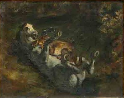 Horse Attacked by Lioness by EUGÈNE DELACROIX
