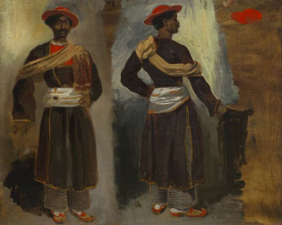 Two Views of a Standing Indian from Calcutta by EUGÈNE DELACROIX
