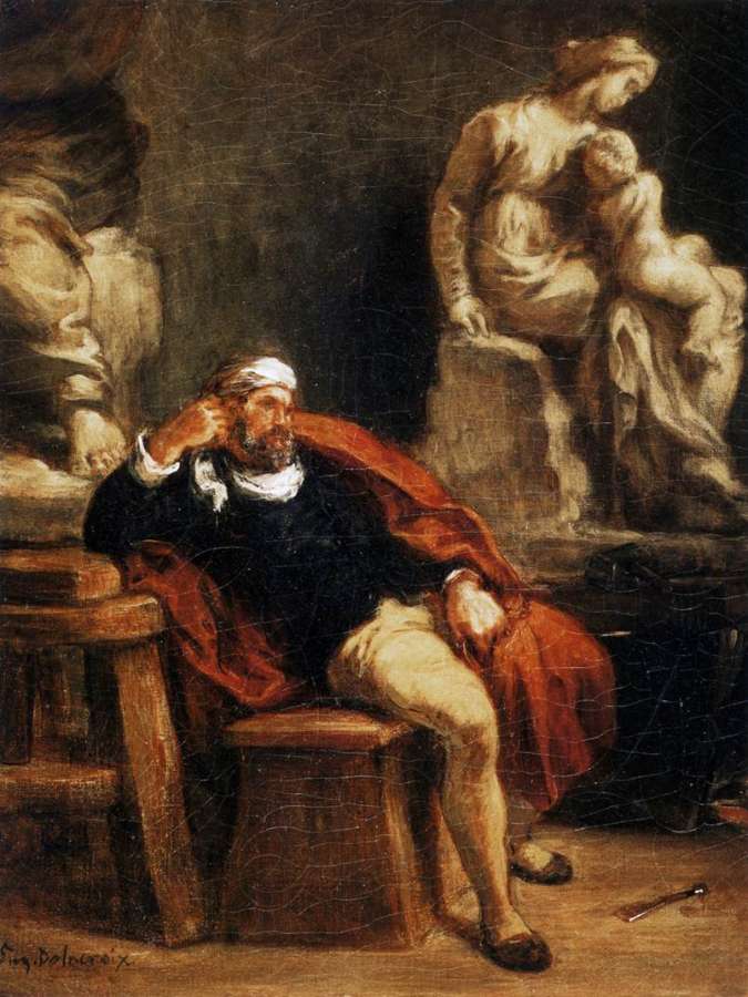 Michelangelo in his Studio 1849-50 by EUGÈNE DELACROIX