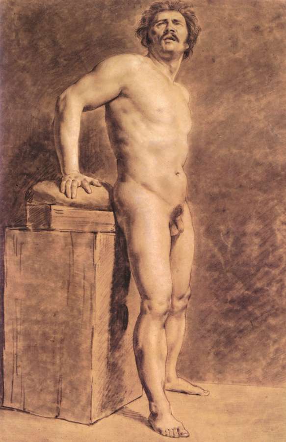 Male Academy Figure  Probably Polonais  Standing by EUGÈNE DELACROIX