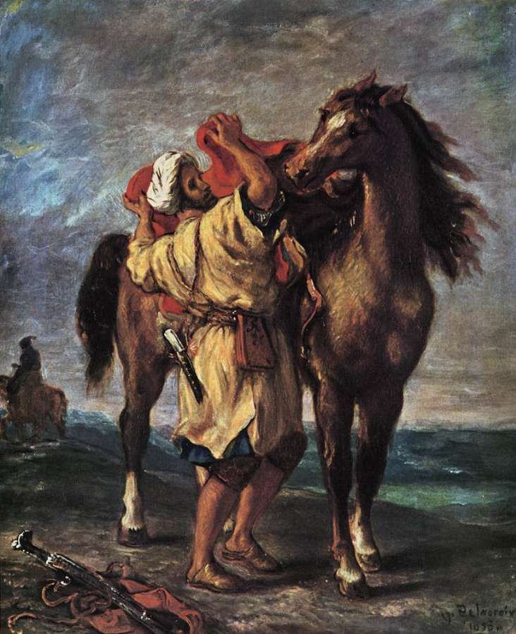 Marocan And His Horse by EUGÈNE DELACROIX