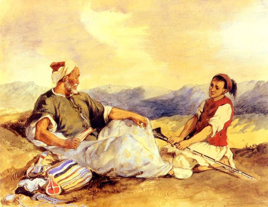 Two Moroccans Seated In The Countryside by EUGÈNE DELACROIX