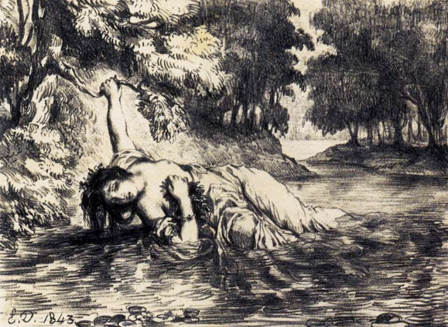 The Death of Ophelia 1843 by EUGÈNE DELACROIX