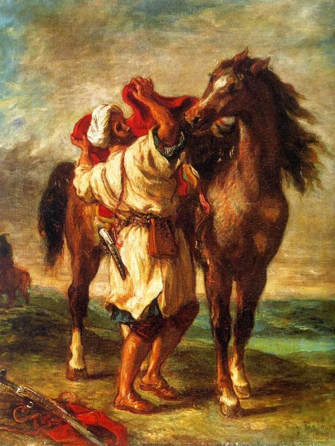 Arab Saddling his Horse 1855 by EUGÈNE DELACROIX