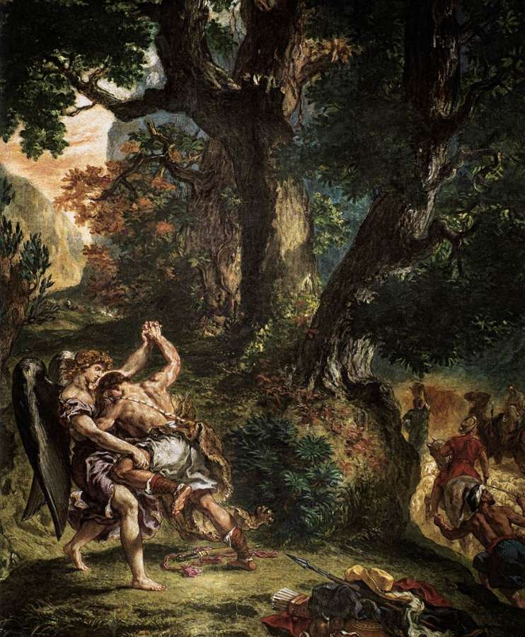 Jacob Wrestling with the Angel (detail) 1854-61 by EUGÈNE DELACROIX