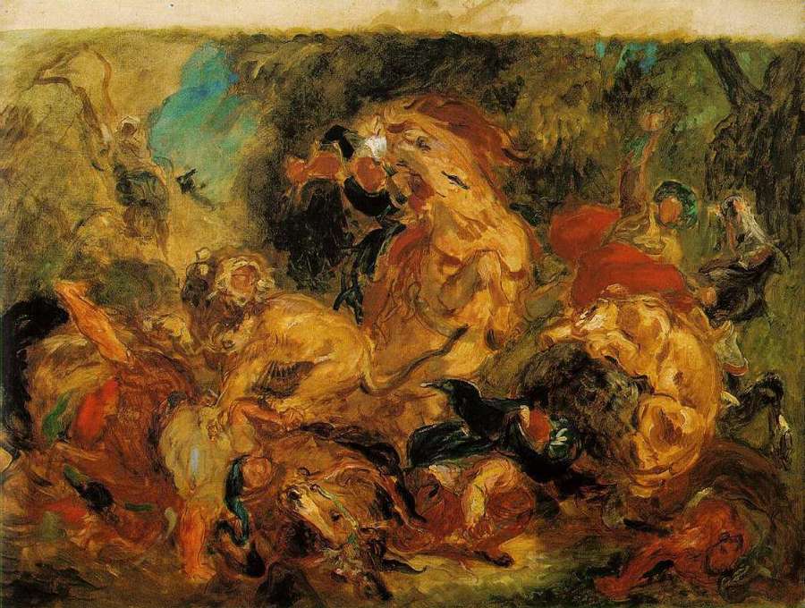 Lion Hunt 1854 by EUGÈNE DELACROIX